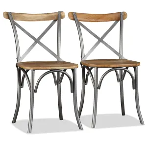 Berkfield Dining Chairs 6 pcs Solid Mango Wood and Steel Cross Back