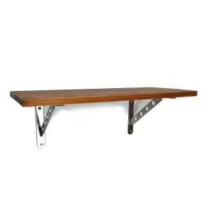 Solid Pine Rustical Shelf Dark Oak with 2406 Bracket 25x110cm