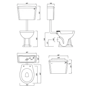 Cooke & Lewis Serina White High-low Toilet with Soft close seat & Low level cistern