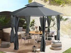 Beliani Mediterranean Gazebo Graphite Grey PORTEL