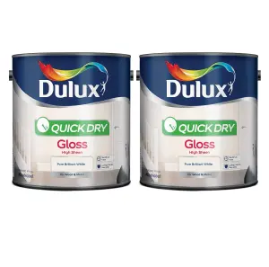 Dulux Quick Drying Gloss Brilliant White 2.5L Pack of 2