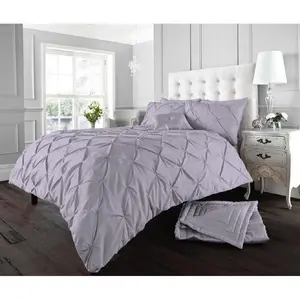 Barney Solid Colour Duvet Cover Set with Pillowcases Iris Lilac / Super King - 2 Standard Pillowcases