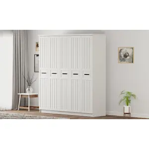 VIENNA XL 5 Door Wardrobe, White