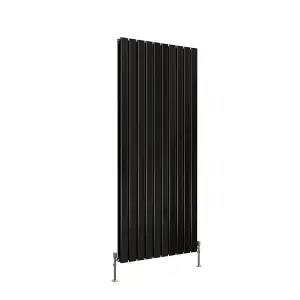 Vertical Black Double Flat Panel Radiator (H) 1600 mm x (W) 680 mm, 9140 BTU.