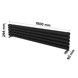 Ximax Champion Duplex FORDH2941500A Anthracite Gas Horizontal Designer Radiator, (W)1500mm x (H)294mm