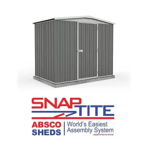 Absco 7.5ft x 5ft Metal Garden Storage Shed Apex Grey Outdoor Building Single Door