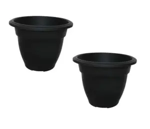 2 X 30cm Round Bell Planter Black