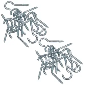 Screw Hook Fasteners Hangers Zinc Coated Finish 10mm Dia 35mm length 30pc