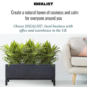 Set of 2 IDEALIST™ 70cm Trough, Black Slate Effect Indoor Rectangular Planter on Detachable Metal Stand H32 L70 W23 cm