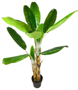 Geko Artificial Banana Tree, Wood/Plastic, Green, 140cm