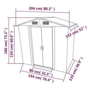 Berkfield Garden Storage Shed Green Metal 204x132x186 cm