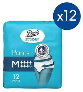 Boots Staydry Pants Medium - 144 Pants (12 Pack Bundle)