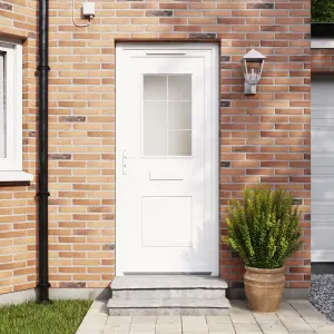 Fortia Mindil Clear Glazed White RH External Front Door set, (H)2085mm (W)840mm