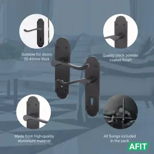 AFIT Matt Black Door Handles for Key Lock - Victorian Scroll Shaped - 1 Pair of Internal Door Handles