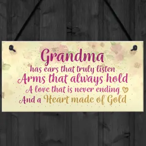 Red Ocean Heart Of Gold Grandparent Grandma Gran Nan Plaques Floral Signs Birthday Gift Keepsake