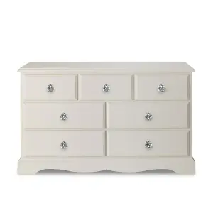 Romance Antique White 3 Over 4 Chest of Drawers with Crystal Handles