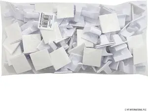 Set Of 100 Self Adhesive Hooks Large Square White Wall Door Peg Sticky