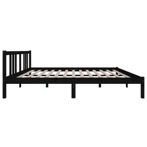 Berkfield Bed Frame Black Solid Wood 150x200 cm King Size