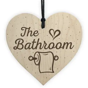 Red Ocean The Bathroom Shabby Chic Handmade Wooden Heart Sign For Toilet Bathroom Loo Plaque