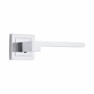 5 Pair Zeta Design Door Handles Square Rose Polished Chrome Finish