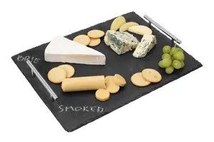 Maison by Premier Large Slate Tray With Stainless Steel Handles