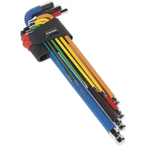 9 Piece Extra-Long Colour Coded Ball-End Hex Key Set - Perfect for DIY and Professional Use