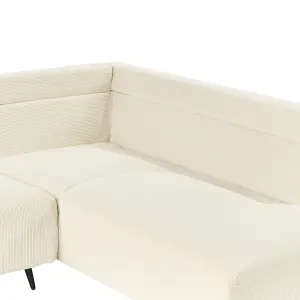 Left Hand Corduroy Corner Sofa Light Beige LUNNER