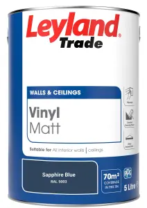 Leyland Trade Vinyl Matt Walls & Ceilings Emulsion Paint Sapphire Blue (RAL 5003) 5L