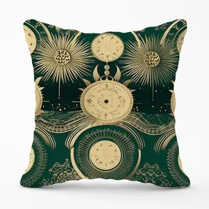 Green Moon and Sun Abstract Pattern Cushions 45cm x 45cm