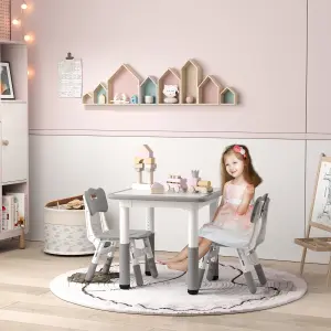 AIYAPLAY 3 Pcs Height Adjustable Kids Table and Chair Set for Playroom - Grey