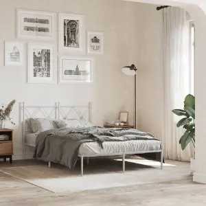 Berkfield Metal Bed Frame without Mattress with Headboard White 120x200cm