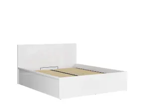 Ottoman King Size Bed Frame Euro 160cm Gas Lift Up Storage White Gloss Tetrix