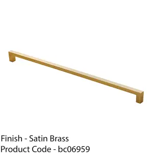 Square Block Pull Handle 330 x 10mm 320mm Fixing Centres Satin Brass