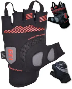 SMART FIT & Multipurpose Fingerless Sports Leather, Top Premium Quality Italian Polyester, GEL Padded Lightweight Gloves