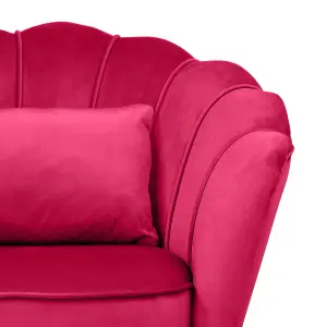 Velvet Dark Pink Daisy Accent Chair