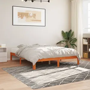 Berkfield Bed Frame without Mattress Wax Brown 180x200 cm Super King Solid Wood Pine