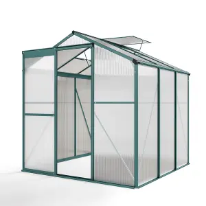 Polycarbonate Greenhouse Aluminium Framed Walk In Green House with Window Opening, 6x6 ft