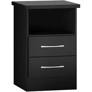 Cascio 2 Drawer Bedside Table Black Gloss