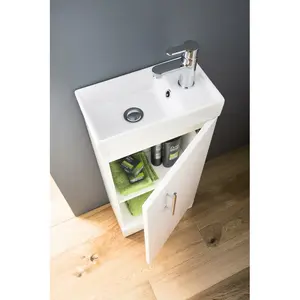 Vault 400mm Bathroom Vanity with Integrated Vitreous China Basin Gloss White