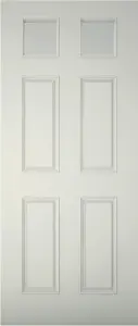 6 panel Frosted Glazed White Wooden External Panel Front door, (H)1981mm (W)838mm