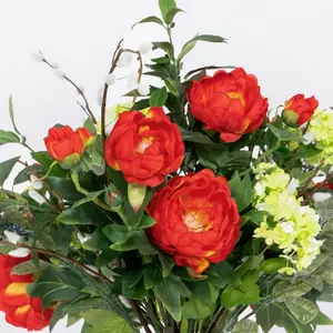 Blooming Artificial - 65cm / 2.25ft Red Faux Regal Bouquet