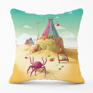 Crab On A Beach Holiday Cushions 60cm x 60cm