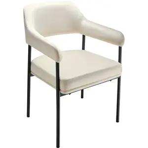 armchair Doé, upholstered, steel legs - Woven fabric off-white/black