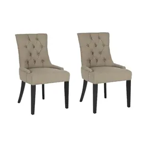 Baumgarten Upholstered Dining Chair (Set of 2) Taupe / Whitewashed