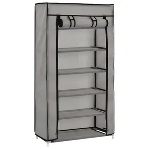 Berkfield Shoe Cabinet with Cover Grey 58x28x106 cm Fabric