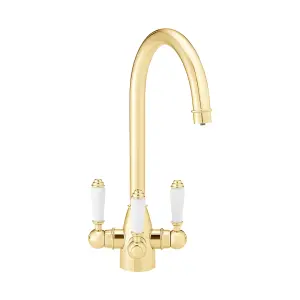 ENKI Valencia Gold Ceramic Lever Mixer Tap for Kitchen Sink