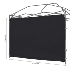 Outdoor Black Waterproof Sunshade Privacy Panel Gazebo Sidewall Panels Sunwall 304.8cm W x 304.8cm L