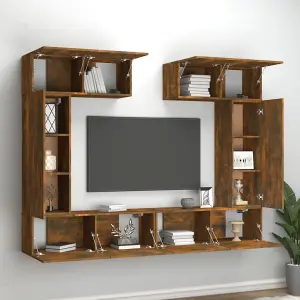 Berkfield 6 Piece TV Cabinet Set Smoked Oak Engineered Wood