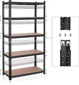 Garage Shelving, 5-Tier Storage Rack, Storage Organizing Rack, Shelving Unit, Adjustable Shelves, Black