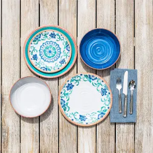 Purely Home Turquoise Floral Melamine Dinner Plates - Set of 2